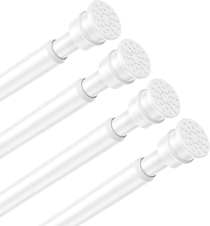 fvonzn Tension Curtain Rod 26 to 48 Inch Adjustable Tension Rods 4 Pack Expandable Spring Tension Rod White No Drilling for Closet Kitchen Cupboard Wardrobe Door Bookshelf DIY Projects - Image 1